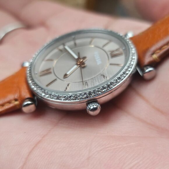 Fossil Ladies Wrsitwatch Quartz Analog Genuine Leather Strap Wrist Watch Crystal - Picture 4 of 12